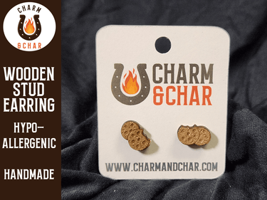 Cookies Wood Stud Earrings - Food Fashion Earring - Stud Earring - Charm and Char